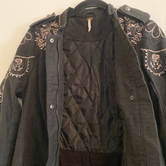 Free People Sargent Zip-up Long Sleeve Embroidered Coat - Picture 16 of 17